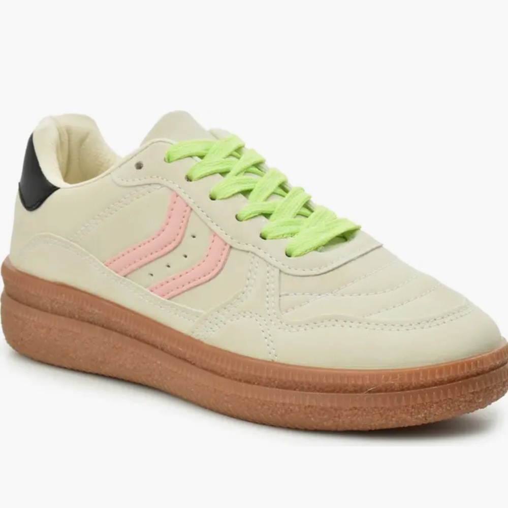 Nicole Miller Color Block Leather Low Top Crepe Sole Sneaker -like new- Sz 8
